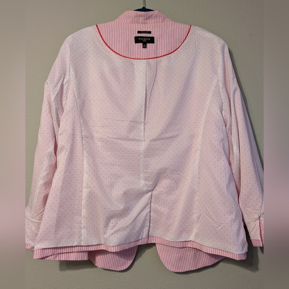 Talbots Aberdeen Womens Linen Cotton Blazer 18W Pink Striped Lined Jacket Coat - Picture 7 of 11